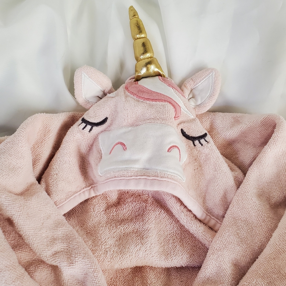 petit lem Pink Unicorn Hooded Towel
